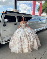 Off-Shoulder Ball Gown Lace Applique & Beaded Tulle Princess Dress for Quinceanera Sweet 16 & Birthday Galas